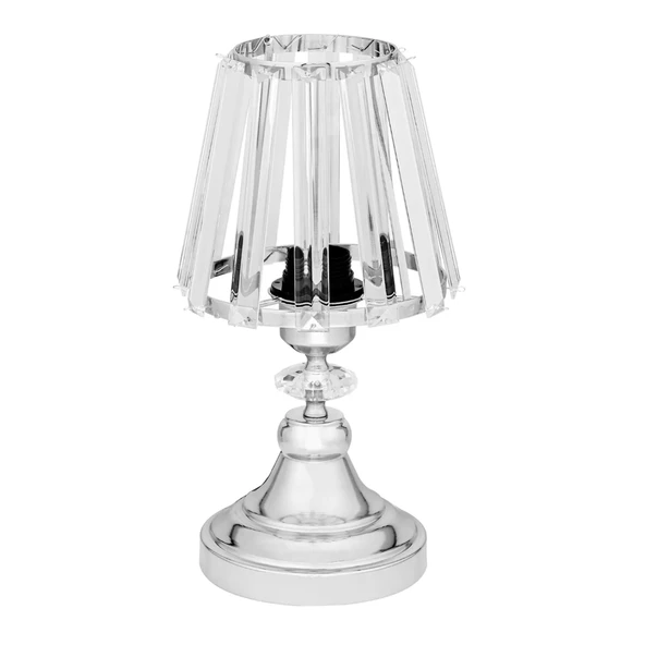 Gerçek Kristal Cam Başlık Krom Metal Gövdeli Yatak Odası Abajur Salon Lambası - Resim 2