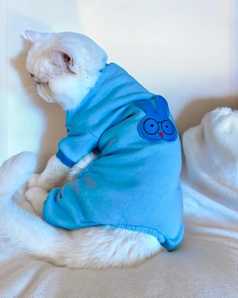 Blue Bunny Kalın Penye Kedi Tulum Pijama - 7