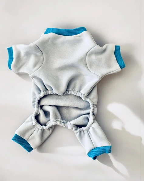 Blue Bunny Kalın Penye Kedi Tulum Pijama - 5