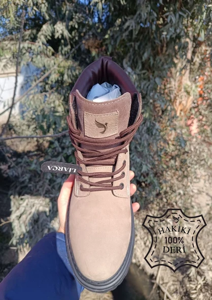 Hakiki  Deri Garantili Süper Hafif Soğuk Geçirmez Kaymaz Eva alt ve Rahat İç Taban Kışlık Erkek Bot - 9