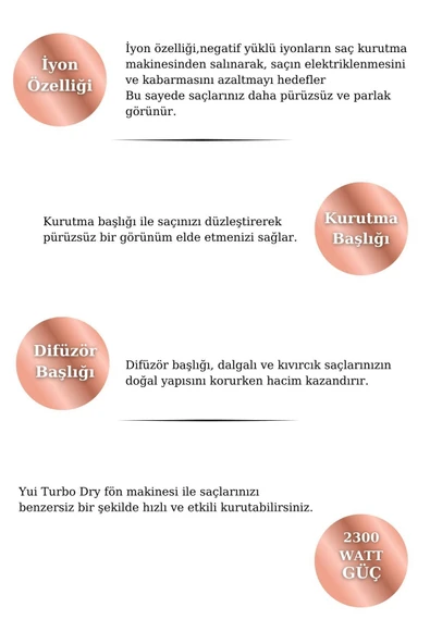 Kb700 Turbo Dry 2300 W Iyonik 2 Kademeli Saç Kurutma Makinesi - 3