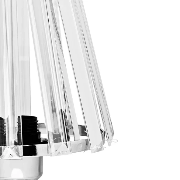 Gerçek Kristal Cam Başlık Krom Metal Gövdeli Yatak Odası Abajur Salon Lambası - Resim 3