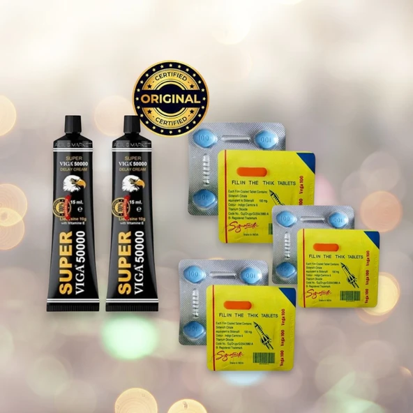 2 Kutu Orjinal Vega 50000 Yüksek Kalite Erkek Gecikmeli Krem+100mg 4'lü x 3 Dizi Vega100 istek artirici Destekleyici Takviye Tablet
