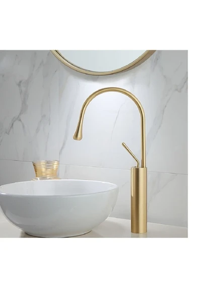 Gold Banyo Çanak Lavabo Bataryası Italy Design Mat Gold İthal