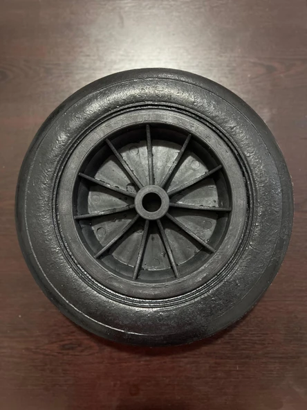 El Arabası Kauçuk Yük Taşıma Tekeri Burçlu Dubleks Dolgu Teker 335x70 mm Plastik Gövdeli - 2