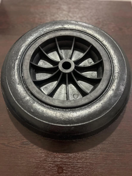 El Arabası Kauçuk Yük Taşıma Tekeri Burçlu Dubleks Dolgu Teker 335x70 mm Plastik Gövdeli - 4