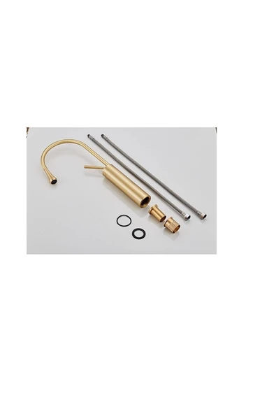 Gold Banyo Çanak Lavabo Bataryası Italy Design Mat Gold İthal - 5