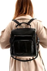 Suni Deri Kadın Omuz Çantası 27*27 Cm Fonksiyonel Kullanım İster Omuz İster Sırt Mega Çanta - Resim 10