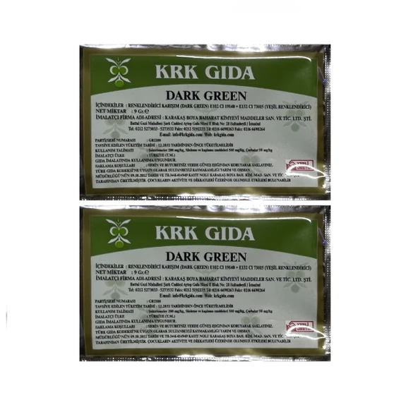 Gıda Boyası Toz Koyu Yeşil Renklendirici 9 Gr 2Adet