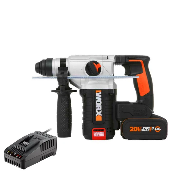 Worx Wx380.9C 20Volt 2.0Ah. 2.2J Liıon Tek Akülü Şarjlı Profesyonel Sdsplus Pnömatik Kırıcı/Delici