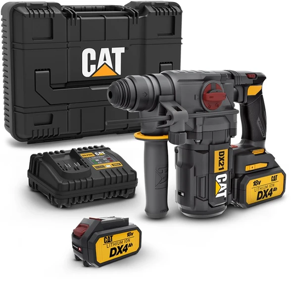 CAT DX21 18Volt 4.0Ah 2.2J Li-ion Çift Akülü Şarjlı Kömürsüz Profesyonel SDS-Plus Pnömatik Kırıcı/De