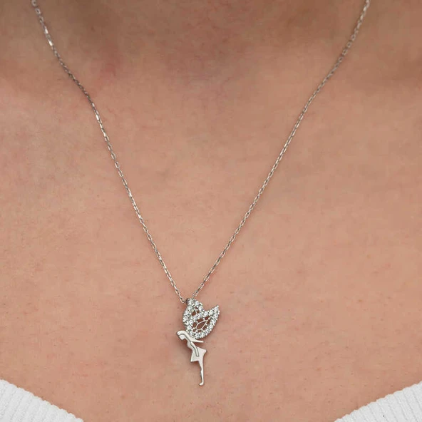 Gümüş Peri Kızı Kadın Kolye - 4