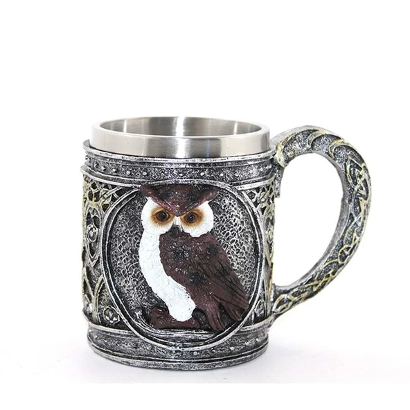 Paslanmaz Çelik Baykuş Kupa Bardak - Resim 2