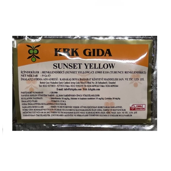 Gıda Boyası Toz Turuncu Renklendirici 9 Gr