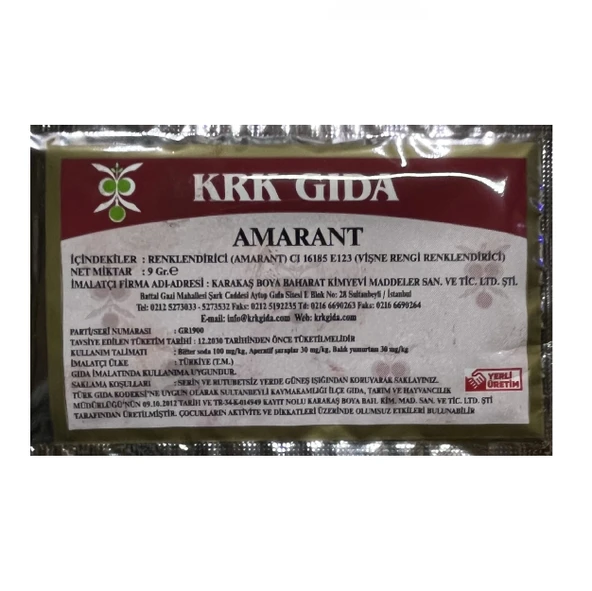 Gıda Boyası Toz Vişne Renklendirici 9 Gr
