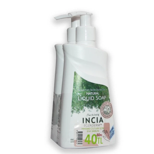 Incia Hassas Ciltler Zeytinyağlı Doğal Sıvı Sabun 2 x 250 ml