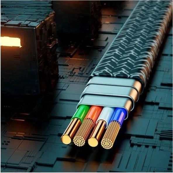 PDAteknoloji 2 in 2 4'lü 65w USB Type-C ve Lightning Örgülü Şarj Ve Data Kablosu - 1.5m Siyah AZ-B10th - 8