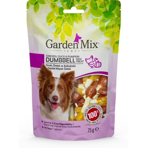 Garden Mix Tavuk Ördek ve Balkabaklı Dambıl Köpek Ödülü 75 gr ürün görseli 1