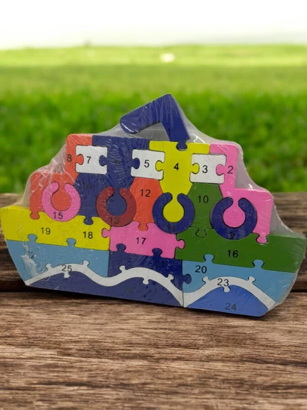 Ahşap Gemi Figürlü Puzzle Yapboz