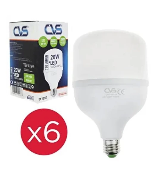 Cvs 6 Adet 20 W Jumbo Torch Led Ampul Beyaz Işık