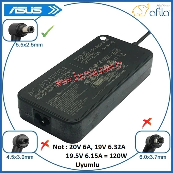 Asus Strix GL502VS-GZ222 GL502VS-GZ223T Notebook Adaptörü, Şarj Aleti Cihazı 120W - Resim 2