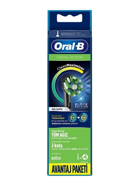 Oral-B Oral-B diş Fırçası Yedek Başlığı Siyah Cross Action 4'lü