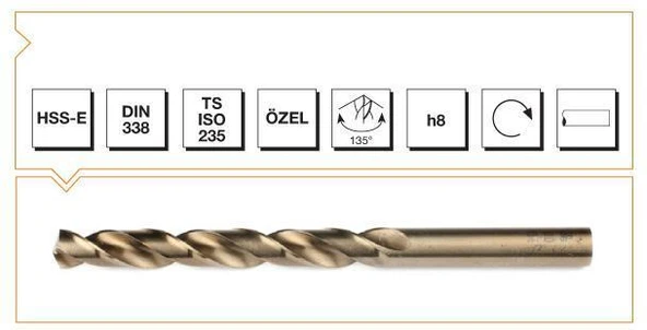 Makina Takım HSS-E Altın Seri İnox Delme Matkap Ucu 5 mm