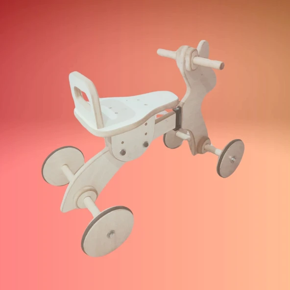 Montessori Çocuk Denge Bisikleti 2-6 Yaş / MDF Tavşan Başlıklı Tasarım - 3