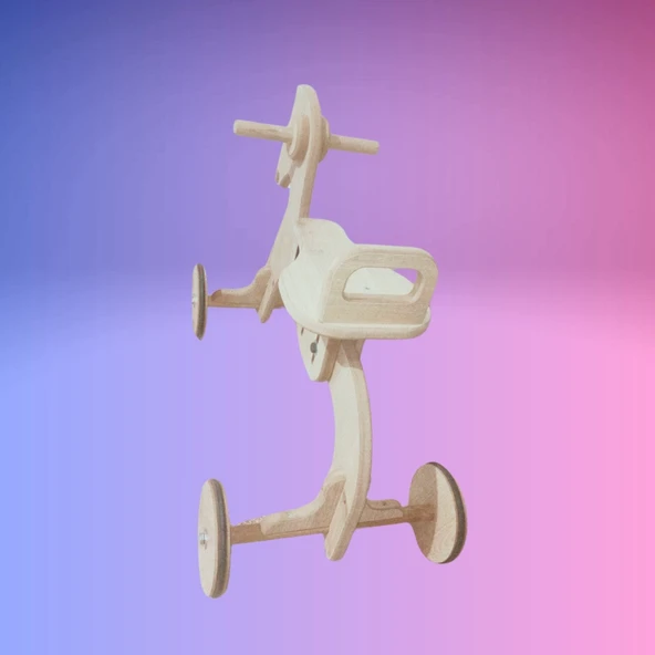 Montessori Çocuk Denge Bisikleti 2-6 Yaş MDF At Başlık - 3