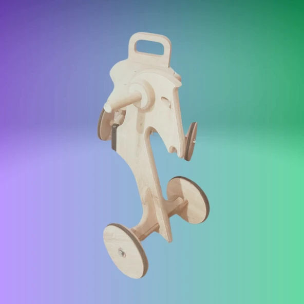 Montessori Çocuk Denge Bisikleti 2-6 Yaş MDF At Başlık - 5