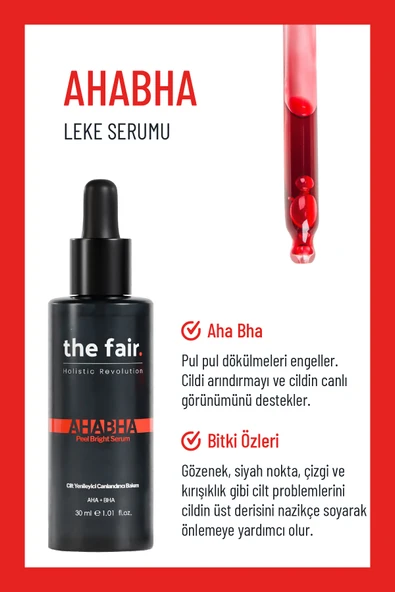 the fair. AHABHA Peel Bright Vegan Leke Giderici Cilt Serumu 4 AHA+ 0.5 BHA 30 ml - Resim 2