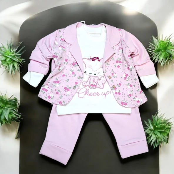 Çicek Desenli Kız Bebek Takım ST08528 - 9
