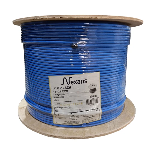 NEXANS NEX1611TB5, CAT6, 500M, 23AWG 0,58mm, UTP, %100 Bakir, LSZH Halogen Free, Makara, Kablo MAVI