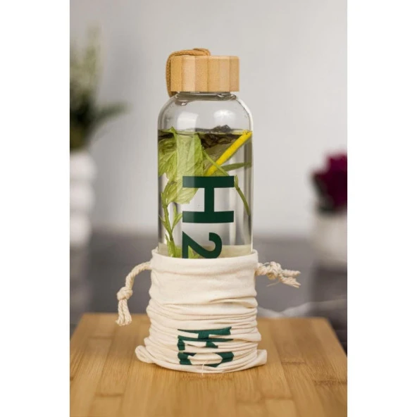 Tohana Bambu Kapaklı Cam Matara 600 Ml. THN75175 - 2