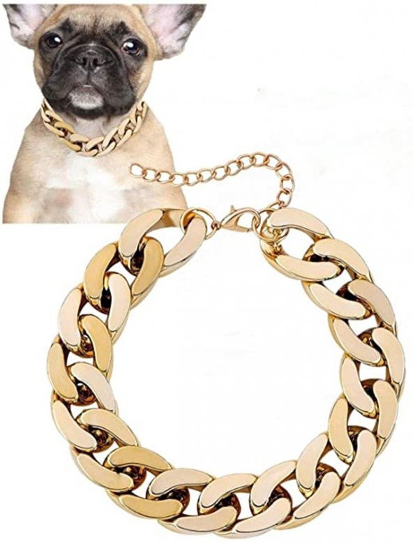 Hafif Örgülü Metal Görünümlü Orta Irk Köpek Kolyesi 36 cm