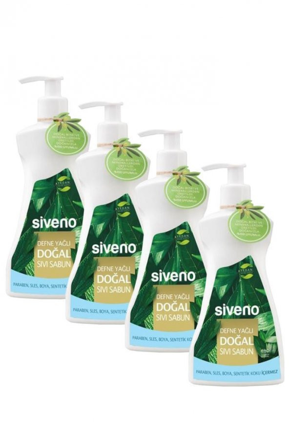 Siveno Defne Yağlı Doğal Sıvı Sabun 300 ml x 4 Adet
