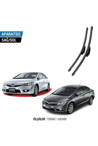 Velonova HONDA CİVİC FD6 2006-2012 2'li Ön Cam Sileceği Sağ Sol Silecek Takımı Muz Silecek ürün görseli
