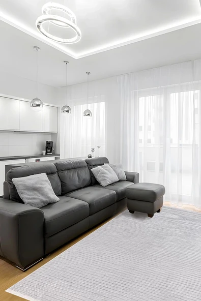 RAVİ Yıkanabilir Kaydırmaz,Pamuk Dokuma,Premium Kalite Salon&mutfak&yemek Odası Kilimi 1702A-GRİ - Resim 3