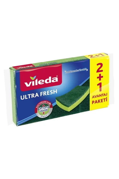Vileda 2 1 Ultrafresh Düz Bulaşık Süngeri