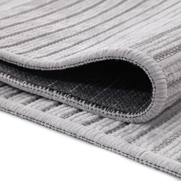 RAVİ Yıkanabilir Kaydırmaz,Pamuk Dokuma,Premium Kalite Salon&mutfak&yemek Odası Kilimi 1702A-GRİ - Resim 4