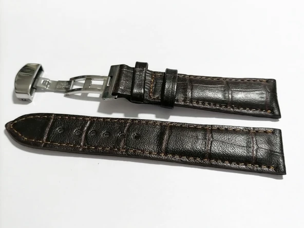 Fado &Hertür Saate &Uygun  Kelebek  Toka  24 MM  koyu kahve kordon   (186 ) gumuş toka - Resim 4
