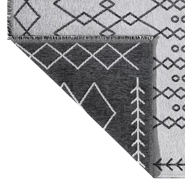 PALERMO-6816A Antrasit Gri Çift Taraflı Yıkanabilir Dokuma Kolay Temizlenir Halı Kilim - 3