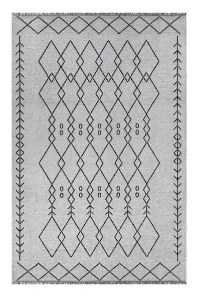 PALERMO-6816A Antrasit Gri Çift Taraflı Yıkanabilir Dokuma Kolay Temizlenir Halı Kilim - 5