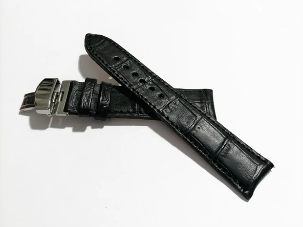 Fado &Hertür Saate &Uygun  Kelebek  Toka 22 MM  siyah   Kordon(179)  gumuş  toka