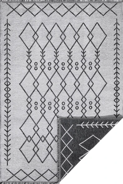 PALERMO-6816A Antrasit Gri Çift Taraflı Yıkanabilir Dokuma Kolay Temizlenir Halı Kilim - 4