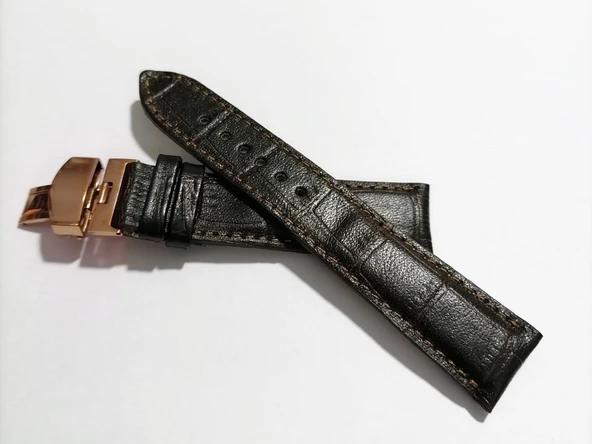 Fado &Hertür Saate &Uygun  Kelebek  Toka  24 MM  koyu kahve kordon   (188 ) rose  toka