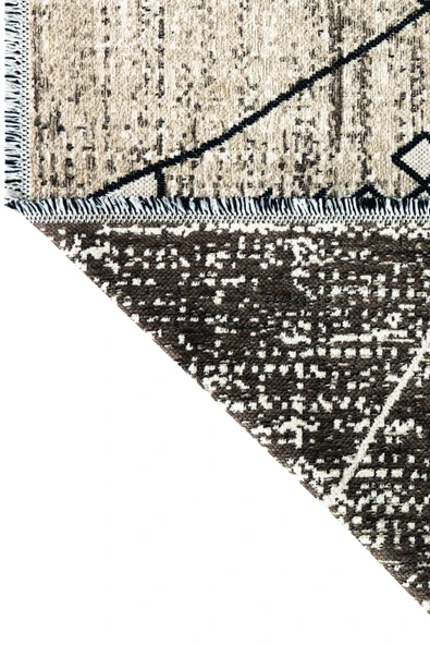 PALERMO 6814 Bej Çift Taraflı Yıkanabilir Dokuma Kolay Temizlenir Halı Kilim - Resim 3