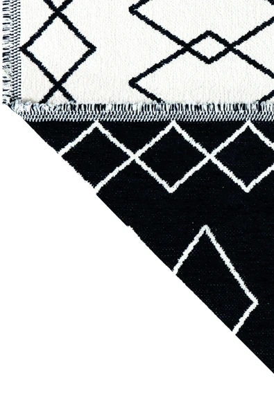 PALERMO 6816 Siyah Kemik Çift Taraflı Yıkanabilir Dokuma Kolay Temizlenir Halı Kilim - 3