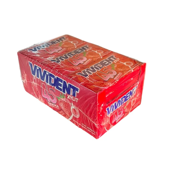Vivident Cüzdan Sakız 45 Dakika Çilek Aromalı Sakız 26gr 18 adet