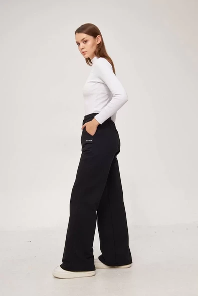 İki iplik Bol Paça Eşofman Pantalon - Siyah - 2